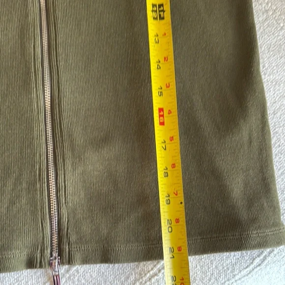 Madewell Olive Green Women's Cotton Zip Up Top - Picture 7 of 8
